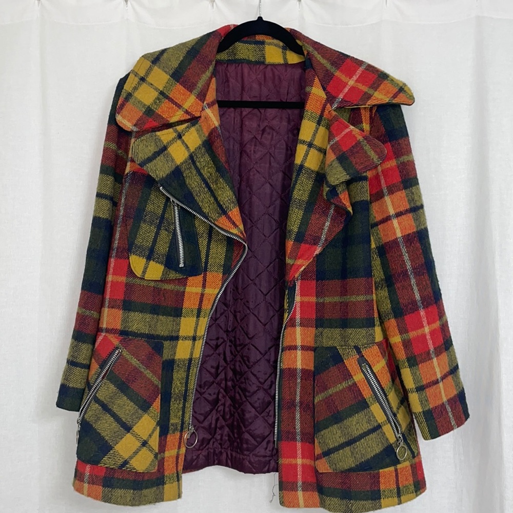Sears Vintage Red/Green/Yellow 60s plaid Jacket